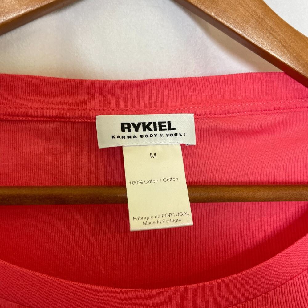 Womens Medium Rykiel Karma Body & Spirit Pink Scoop Neck Graphic Long Sleeve Gem - Picture 3 of 5